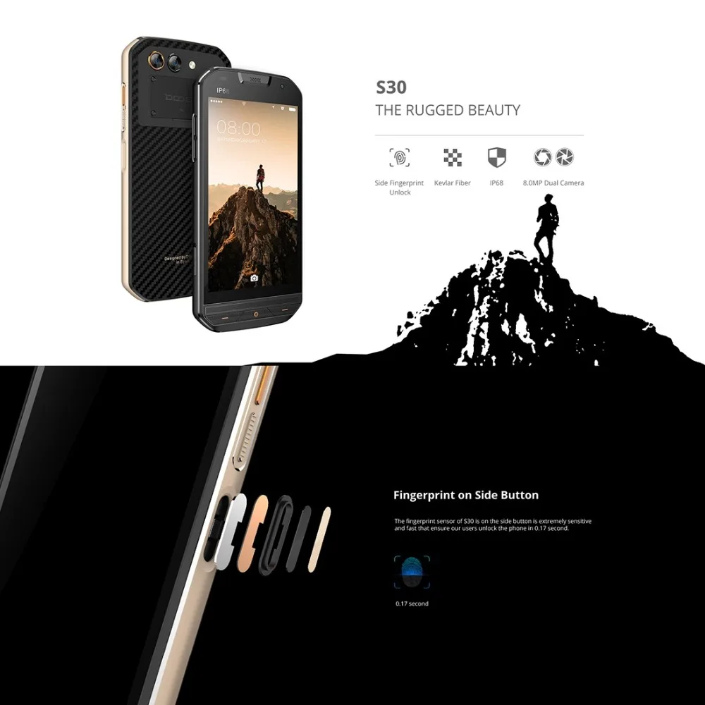 DOOGEE S30 IP68 impermeable 8MP a cámaras duales teléfono móvil 5580mAh 5,0 \ DOOGEE S30 IP68 impermeable 8MP a cámaras duales teléfono móvil 5580mAh 5,0 \