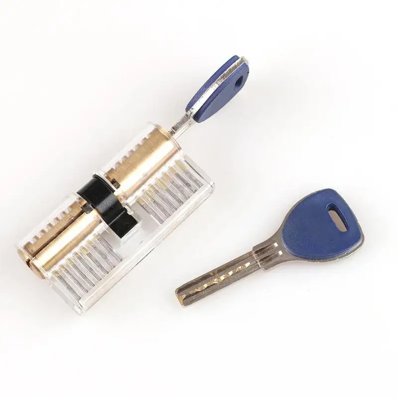 

Acrylic Transparent Visible Lock Pick Cutaway Padlock with 2 Keys Locksmith Practice Skill Training Tools Kits