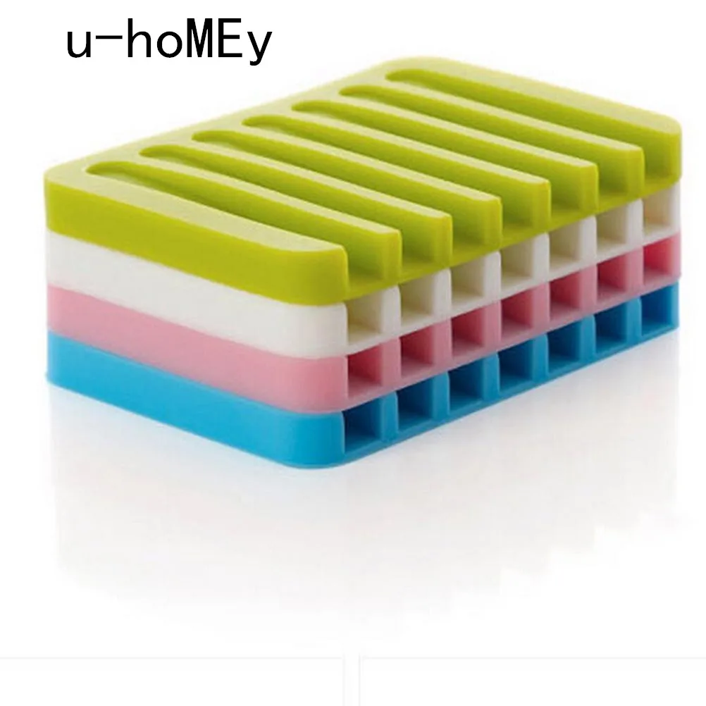 

1PCS Bathroom Accessories Silicone Flexible Soap Dish Storage Soap Holder Plate Tray Drain Creative Bath Tools
