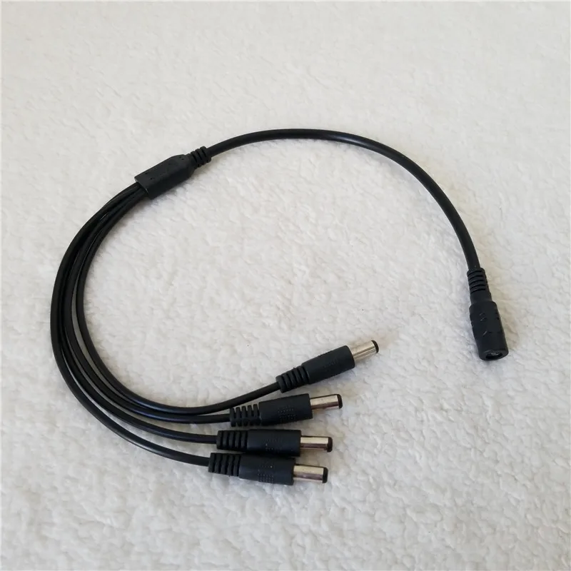

100pcs/lot DC 5.5x2.1mm Power Cable 1 to 4 Splitter Female to 4 X Male Data Wire for Surveillance Camera Accessories 40cm