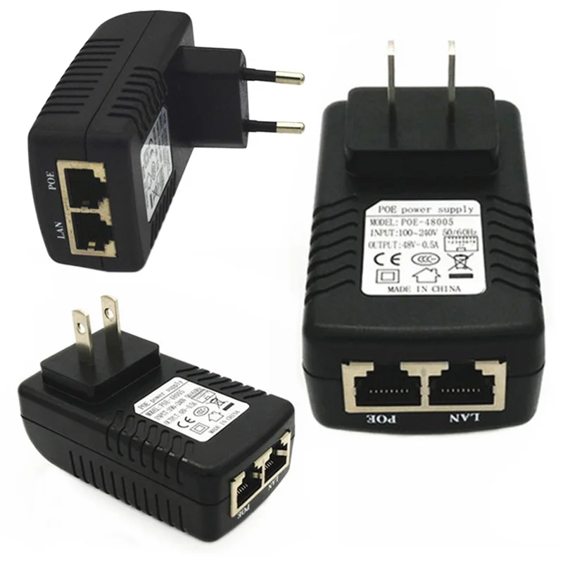 

CCTV 48 V 0.5A POE Wall Plug Poe Injector Ethernet Adapter Converter Ip Camera POE Phone Power Supply US EU Plug