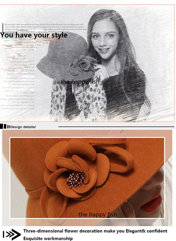Charming Fedoras ! Women Fedora Hat for Woman Fedora Hats Wide Brim Fedora hat Women Wool  Fedoras Flora (5)