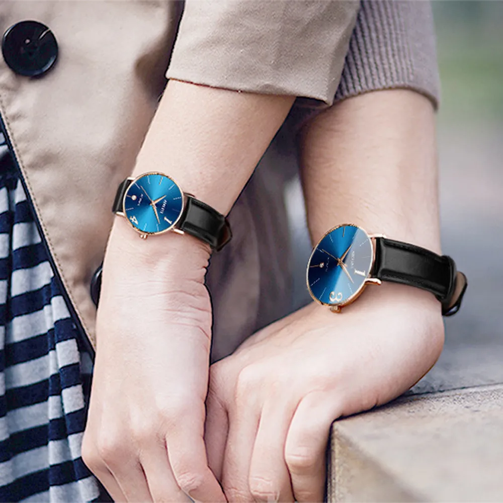 

Couple Watches Lover's Commemorate Gift Clock Fashion Unisex Watch Leather Strap Line Analog Quartz Ladies Wristwatches Mujer #