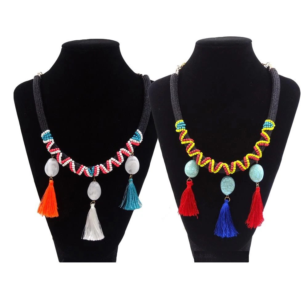 Collar con colgante de flecos y étnicas, joyería hecha a mano con cuentas, estilo bohemio, colorido, Vintage, nueva moda|Collares tipo gargantilla| - AliExpress