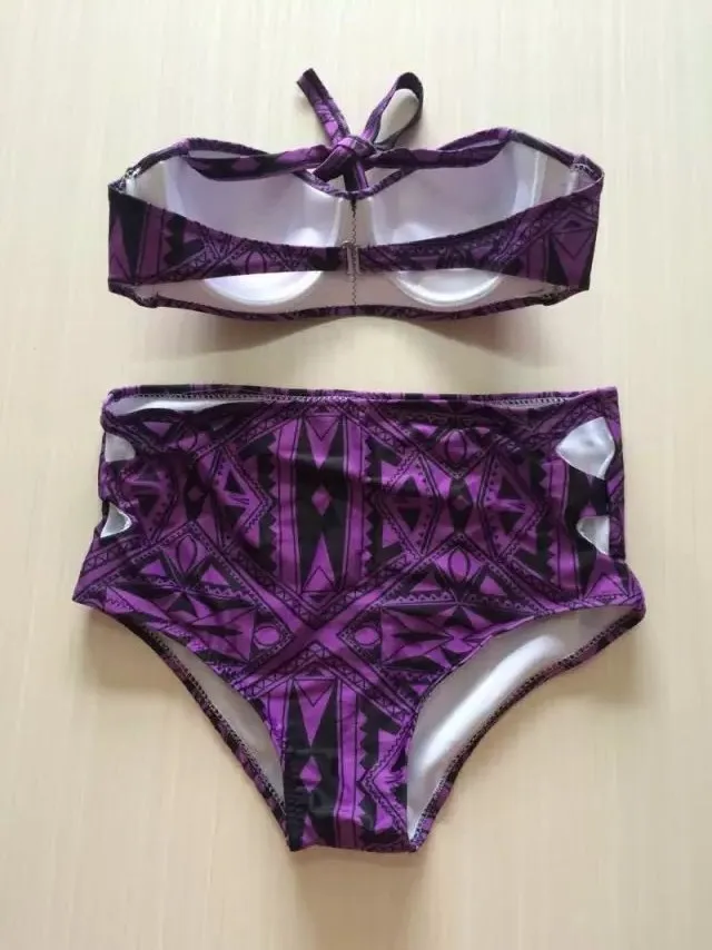 AZTEC Purple  high waisted bikini swimsuits swimwear beachwear bathing suits (8)