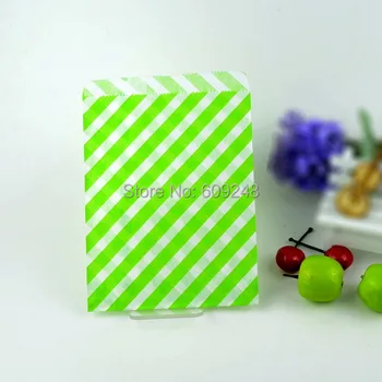 

100pcs Mixed Colors Lime Green Striped Party Paper Candy Bags,3 Days Delivery on Orders over $100