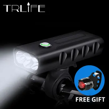 

LED Flashlight 2/3*T6 Bicycle Light Built in 5200mAh Battery USB Rechargeable Front Cycling Flashlights with Taillight Gift