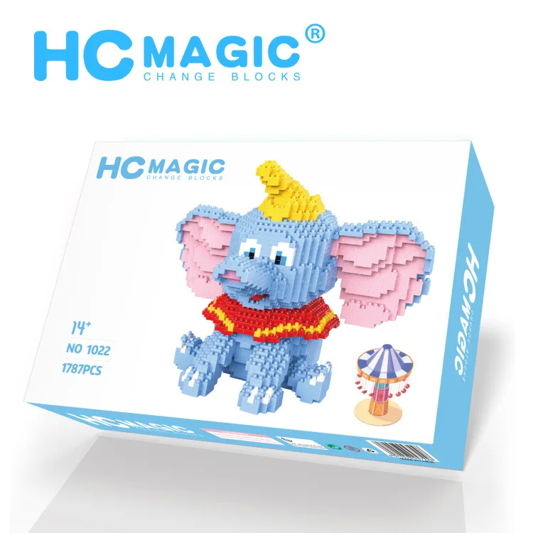 

HC Mini Blocks Cartoon Dumbo Model Building Bricks Cute Elephant Brinquedos Educational Toys for Children Christmas Gifts 1022