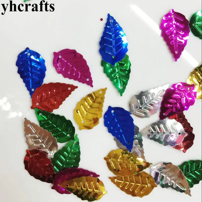 

25gram/Lot 13x25mm Leaf with hole sequin Craft material Kindergarten crafts Intelligence Creative activity item Kids handy work