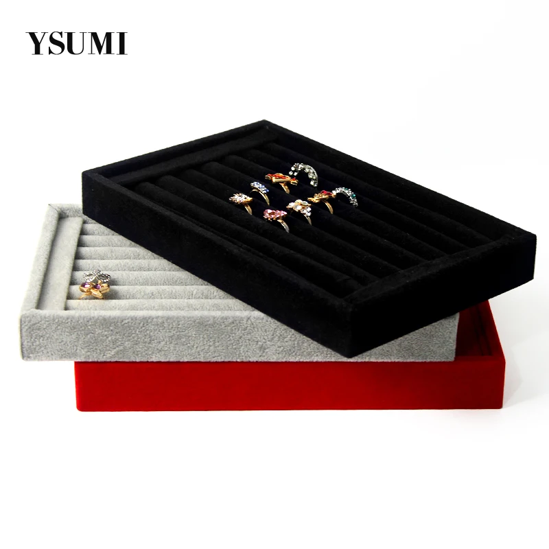  YSUMI 5 color Velvet Jewelry Ring/Earring Tray Jewelry Display Stand For Shop Counter Jewelry Organ