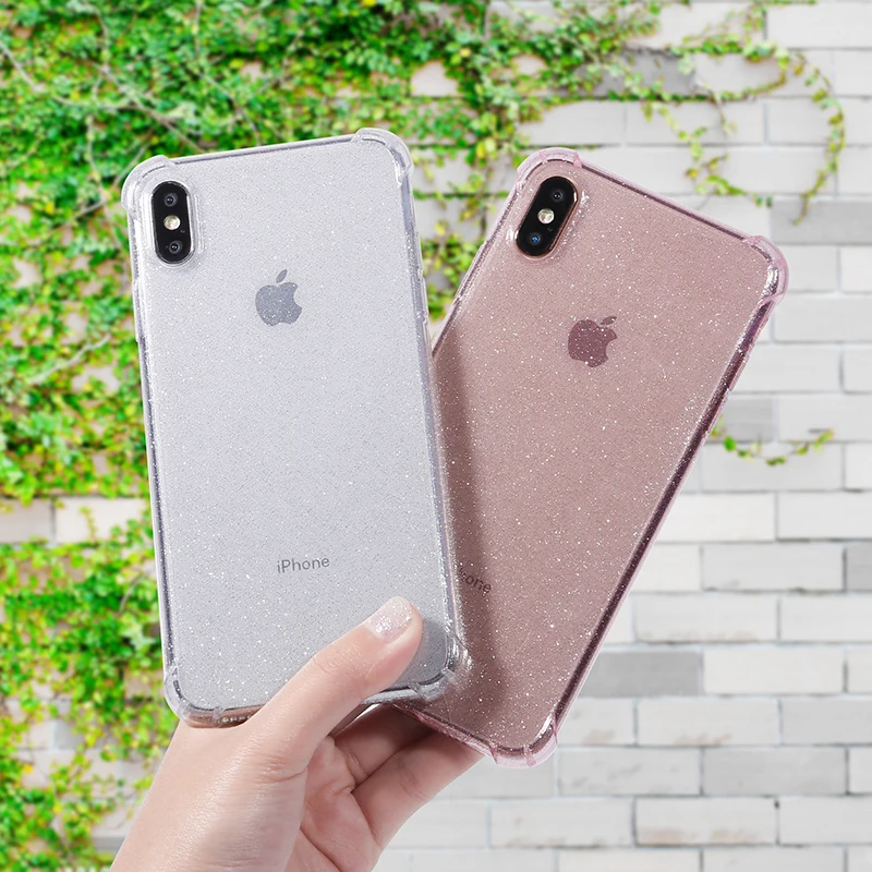 

Clear Glitter Soft TPU Case for iPhone 6 6S 7 8 Plus 5 5S SE X 10 XS MAX Cell Phone ultra thin Shockproof Luxury Back Cover