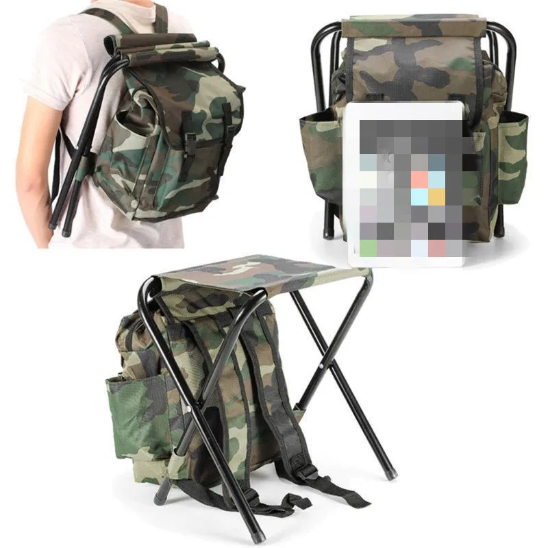 

1 Pc Folding Camping Fishing Chair Stool Backpack Picnic Bag Hiking Camouflage Seat Table Bag