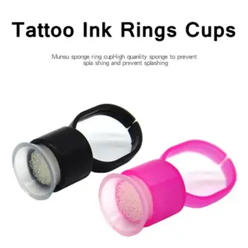 

100Pcs Disposable Tattoo Ink Rings Cups Permanent Makeup Pigment Holder Eyebrow Eyelash Extension Glue Divider Container