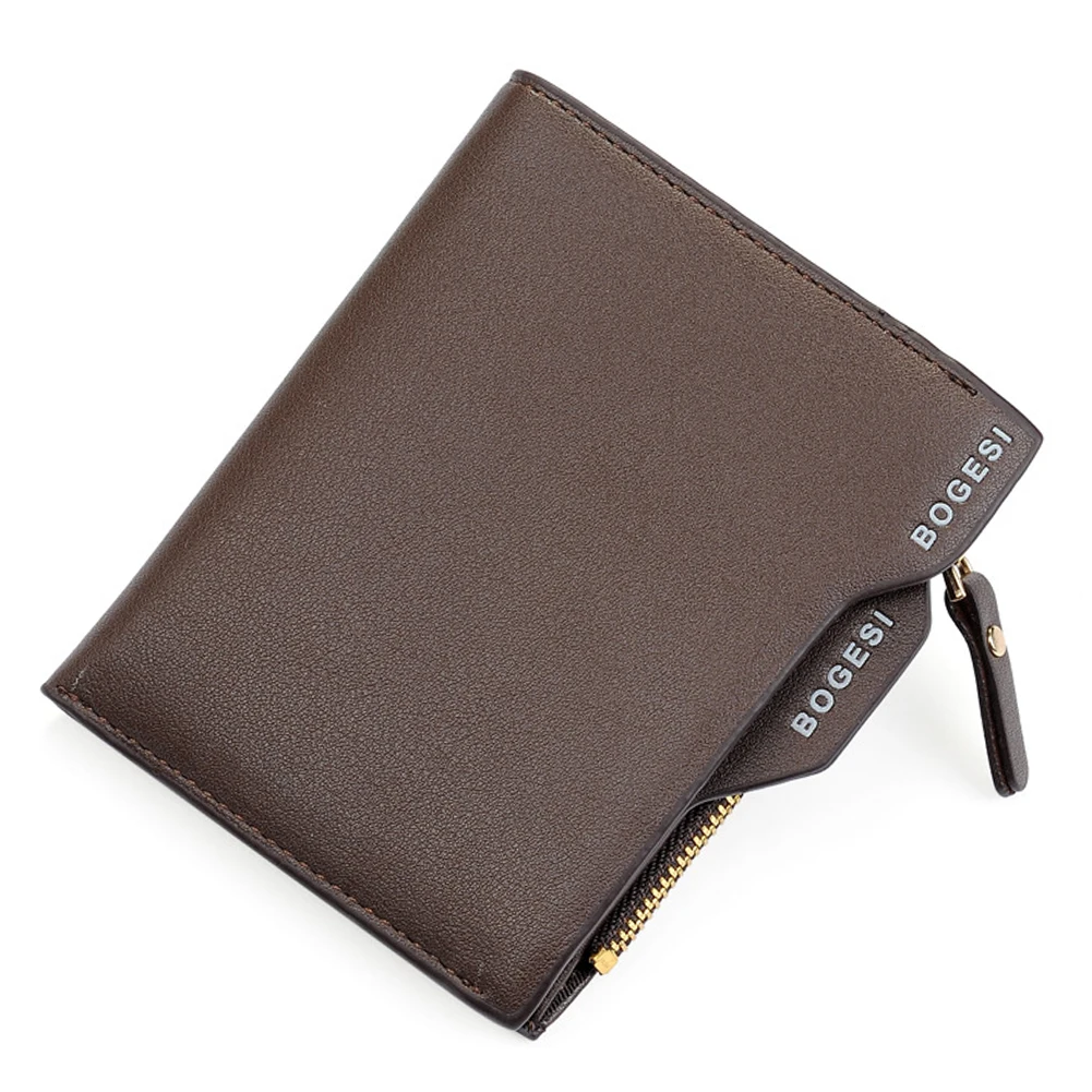 

Solid Multifunction Anti-scratch Card Slots Clutch Fashion Short PU Leather Men Wallet Large Capacity Zipper Soft Purse