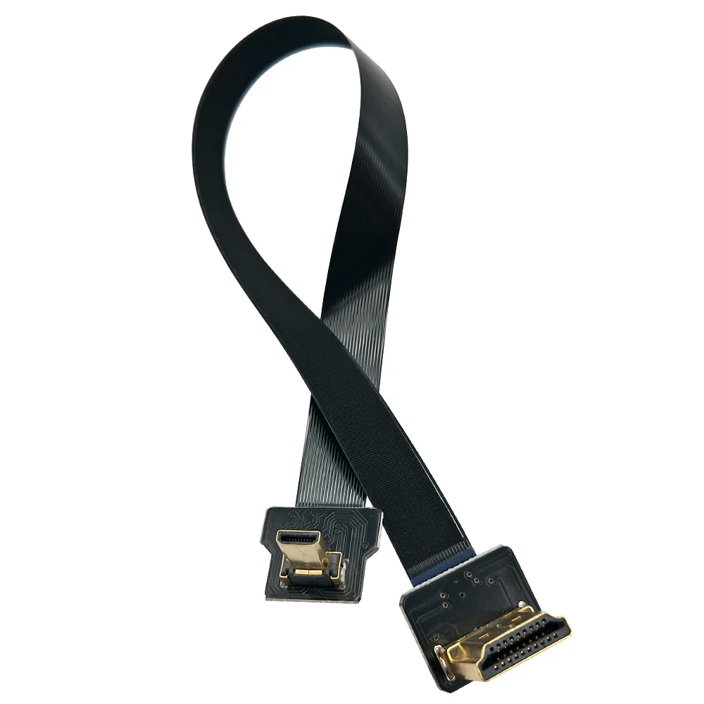 Danspeed جديد وصول fpv hdmi نوع لأعلى بزاوية ذكر إلى hdmi مايكرو لأعلى بزاوية 90 درجة ذكر شقة كابل الجوي التصوير
