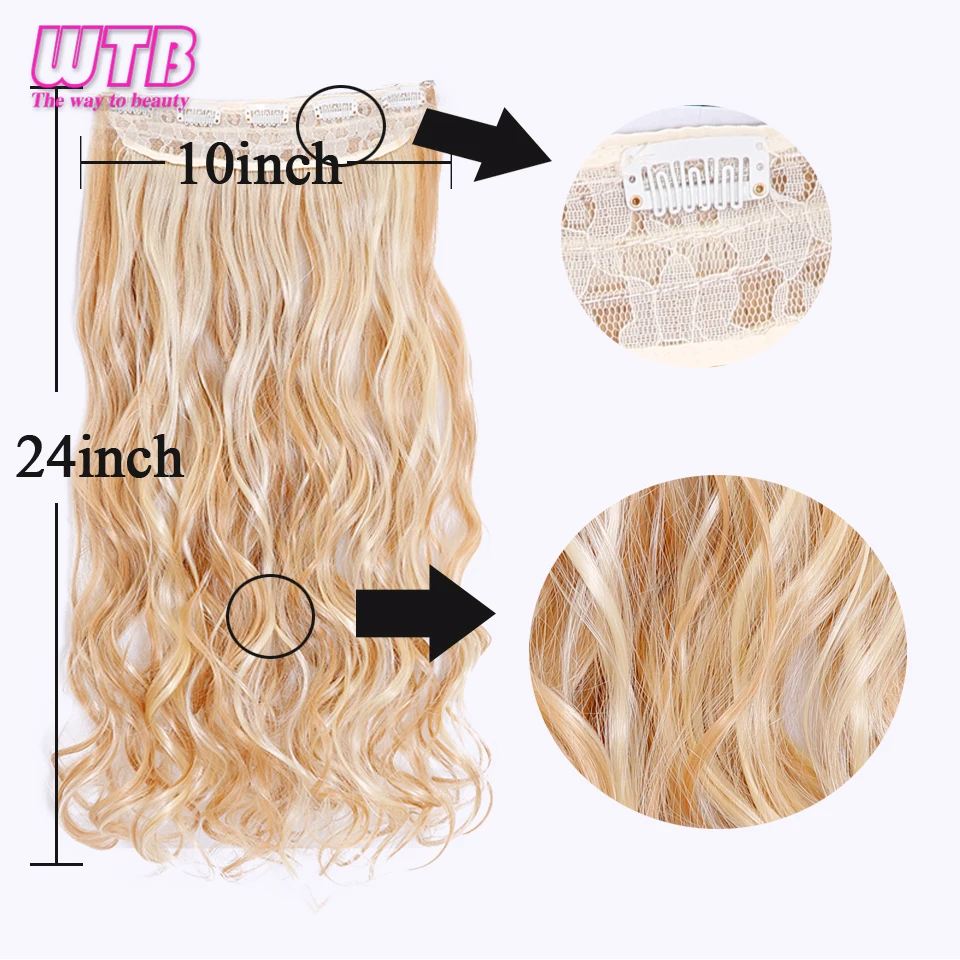 24 Inch Sizes Long Wavy 5 Clip In Hair Extensions High Temperature Fiber Natural Synthetic Fake Hair pieces Various Colors