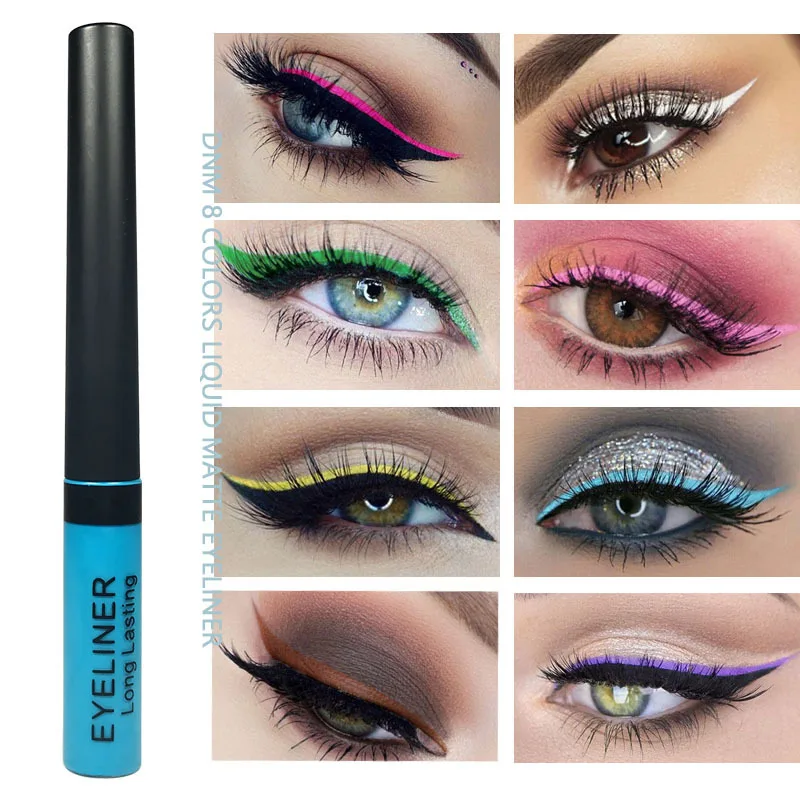 

8 Shimmer Colors Matte Liquid Eyeliner Pencil Durable Natural Black Blue Party Waterproof Pigment Easy To Wear Eyeliner TSLM1