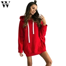 Womail Fashion Hooded Sweater Long Sleeve Dress 2018 Women Hoodie Sweater Dress Autumn Mini Dresses Vestidos Mujer Dec4