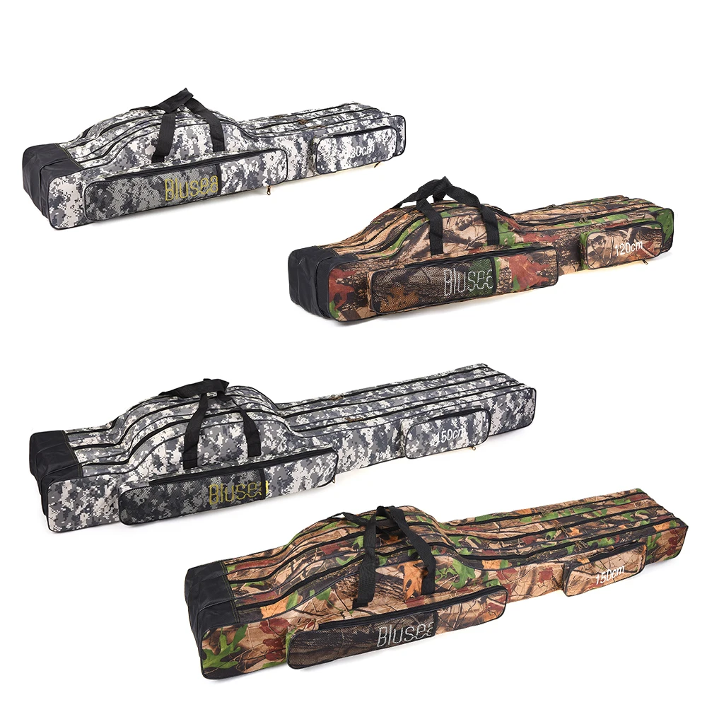 

Blusea 120cm/150cm 3 Layers Fishing Bag Portable Folding Fishing Rod Reel Bag Fishing Tackle Carry Bag Case Travel Storage Bag