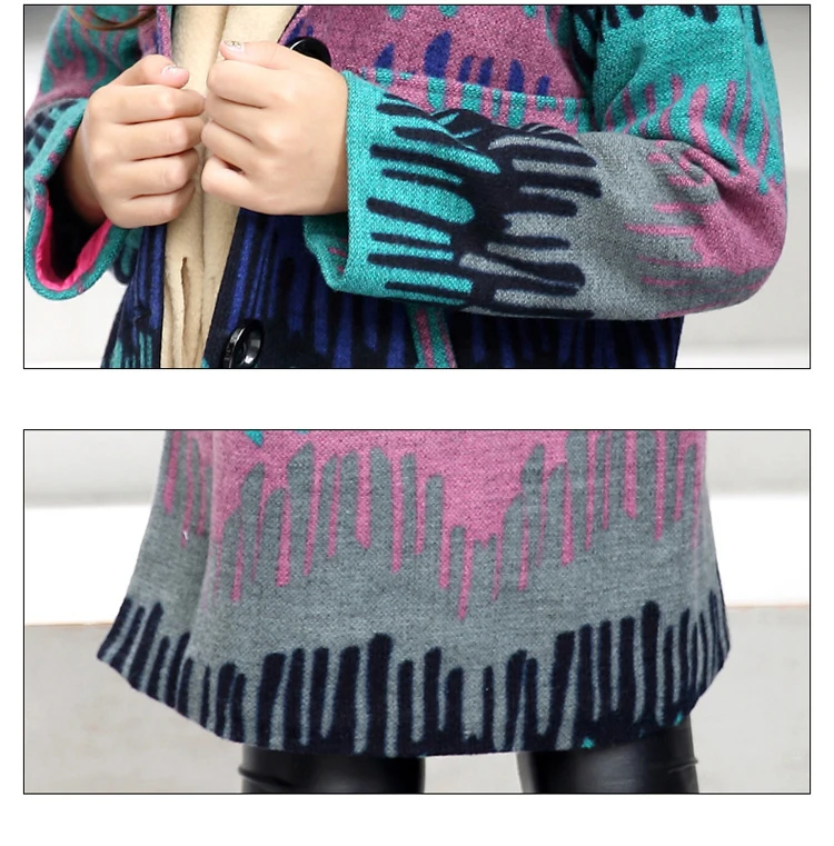 Baby Jackets Wool Coats Girls Children's Warm Winter overcoat fashion Hooded quilted long down Coats For Teenage 5-14Y kids clothing (9)