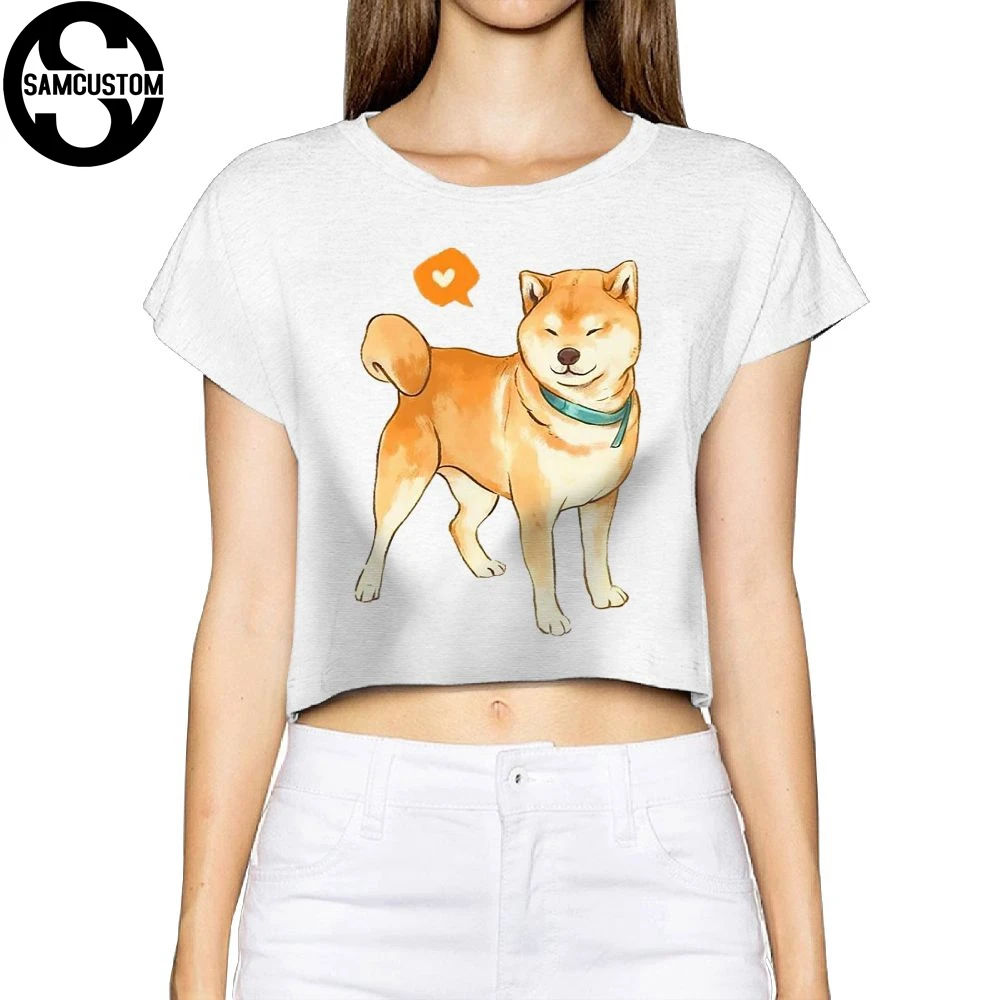 SAMCUSTOM Camisetas настоящая короткая 3D печать Милая Шиба ину летняя модная уличная