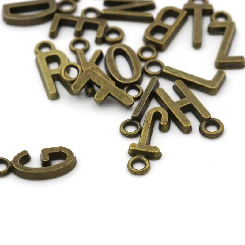 25 шт./1 комплект тибетская бронзовая буква Алфавит ожерелье кулоны, подвесы, фурнитура для изготовления ювелирных изделий Аксессуары