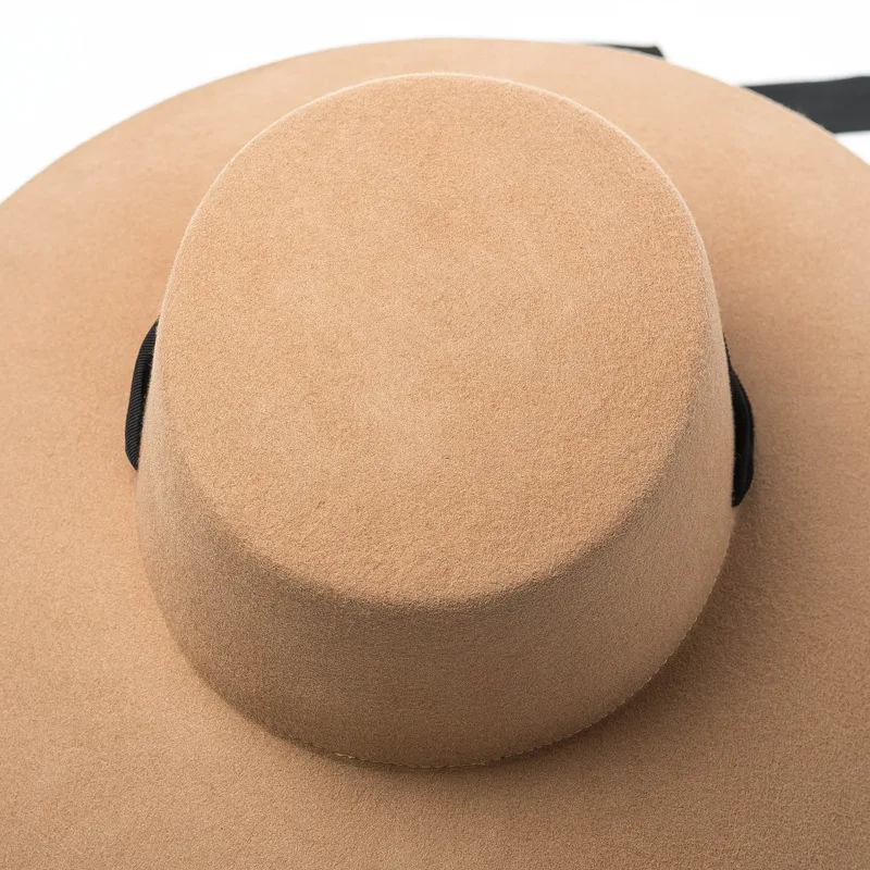 01810-HH8146 зима теплый% шерсть подиумная модель твердая Длинная лента Досуг Леди Шляпа Fedora женская теплая уличная шляпа
