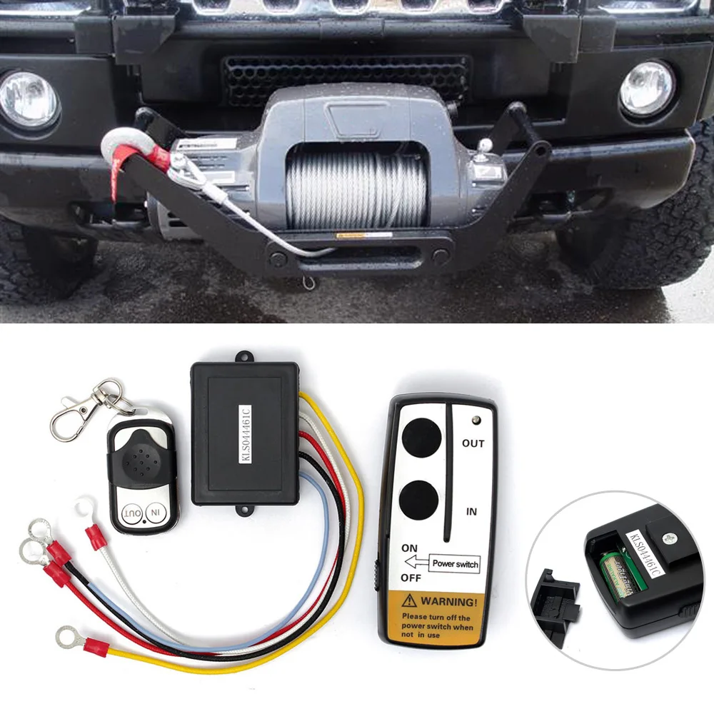 12V 50ft Wireless Winch Remote Control Set Kit With Key Fob for Jeep