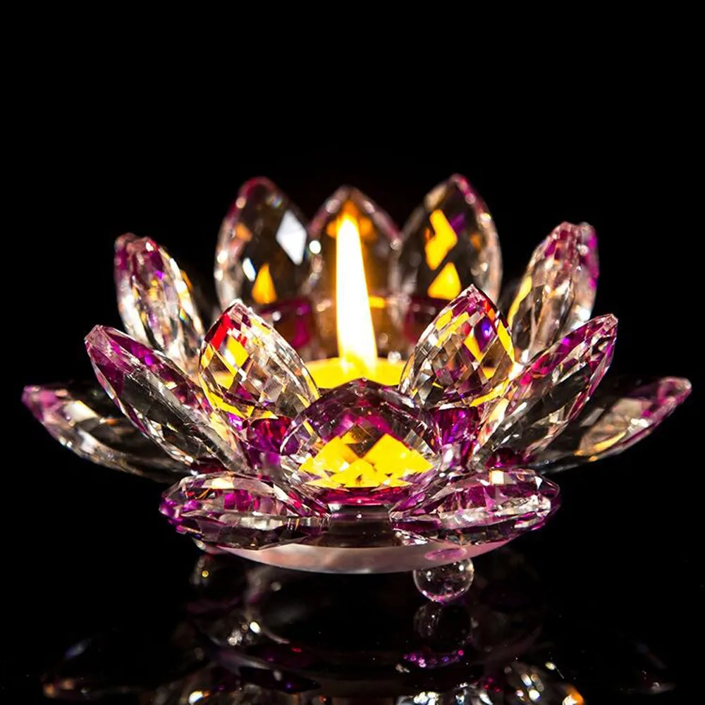Хрустальное стекло лотоса подсвечник домашний декор Свеча в форме цветка чайный светильник подсвечник Свадебная вечеринка Декор#25