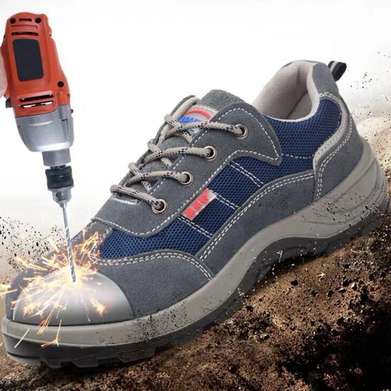 

Men's Fashion Breathable Safety Shoes Work Shoes skidproof shoes Military Steel toe Safety Shoes antismash Construction men Boot