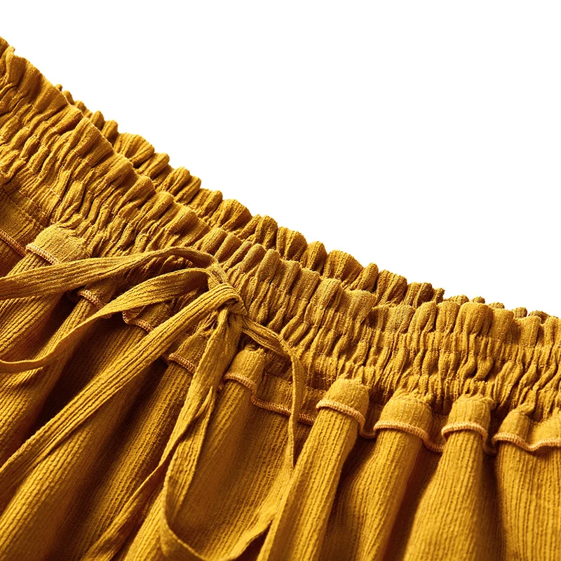 ARTKA Летняя женская винтажная юбка, однотонная хлопковая плиссированная мини-юбка с кисточками, женские облегающие модные трапециевидные юбки QA10191X