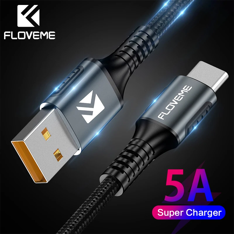 

FLOVEME Supercharge 5A USB Type C Cable For Huawei Mate 20 10 9 P20 P10 Pro USBC Fast Quick Charging Charger USB-C Type-C Cable