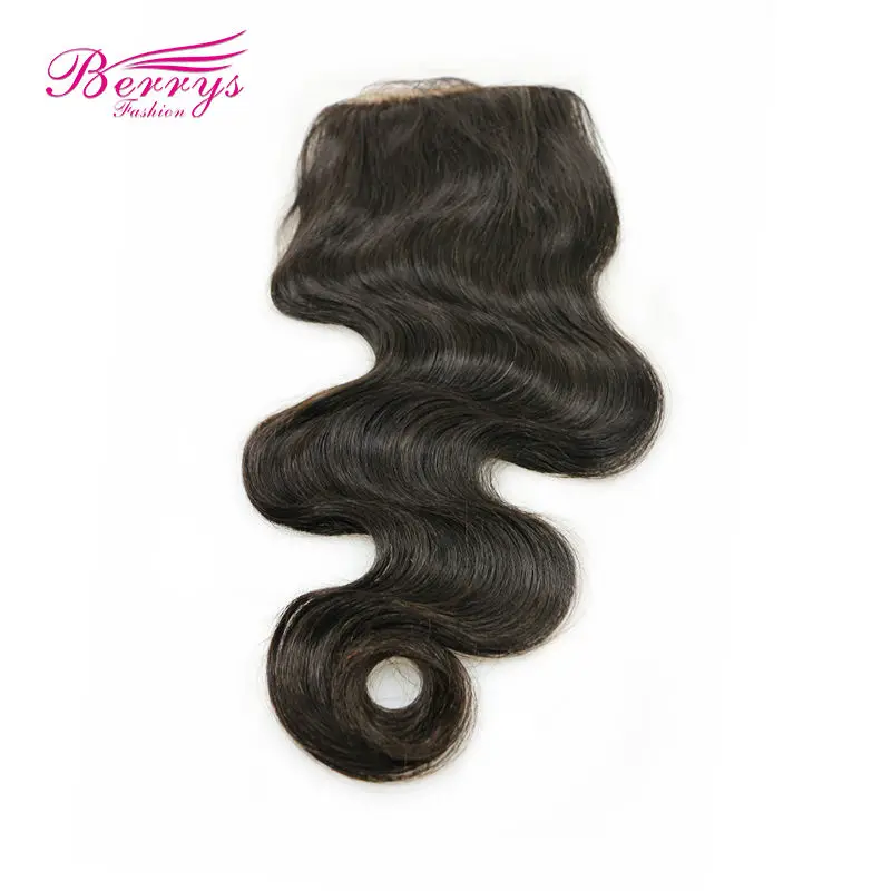 8A Berrys hair,Brazilian Virgin Hair body wave Silk Base closure 8-22inch in stock cheap price hair extensions