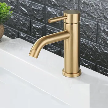 

MTTUZK 304 stainless steel Brushed Gold Basin Faucet Cold Hot Sink Mixer Tap Deck Mounted Sink Faucet Bathroom Crane