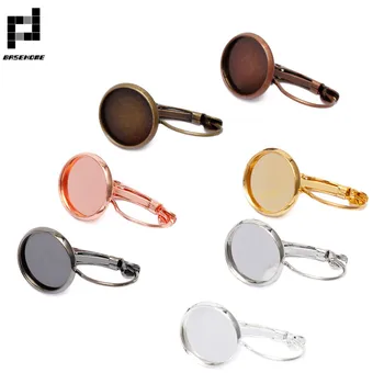

BASEHOME 20pcs/lot 7 Color 8-25mm Blank Base Round Blank Earring Settings Cabochon Bases Fit Cabochon Cameo DIY Ear Jewelry