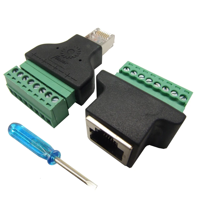 1Pair RJ45 male and female connector RJ45 to Screw Terminal Adaptor RJ45 to 8 Pin connector RJ45