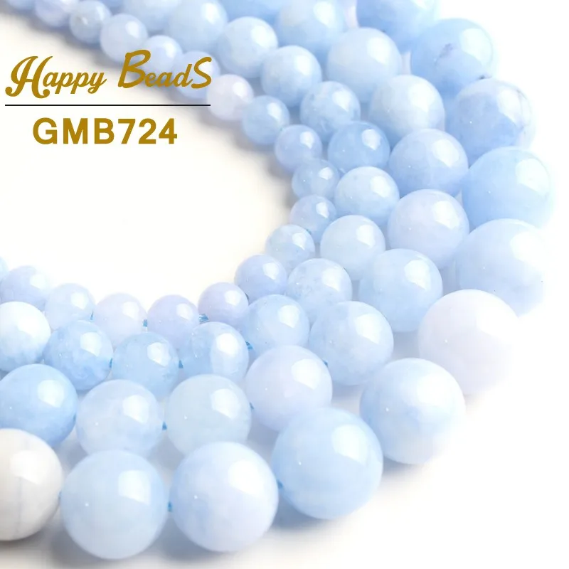 

Natural Blue Angelite Stone Beads Round Loose Beads For Jewelry Making DIY Bracelets Necklace 15'' Strand/Inches 6/8/10/12mm