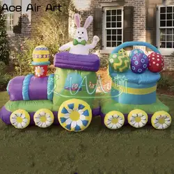 Пасха yard/надувной украшения, надувные белый кролик с яйцами сидеть корзина, надувной детский надувной спасательный жилет
