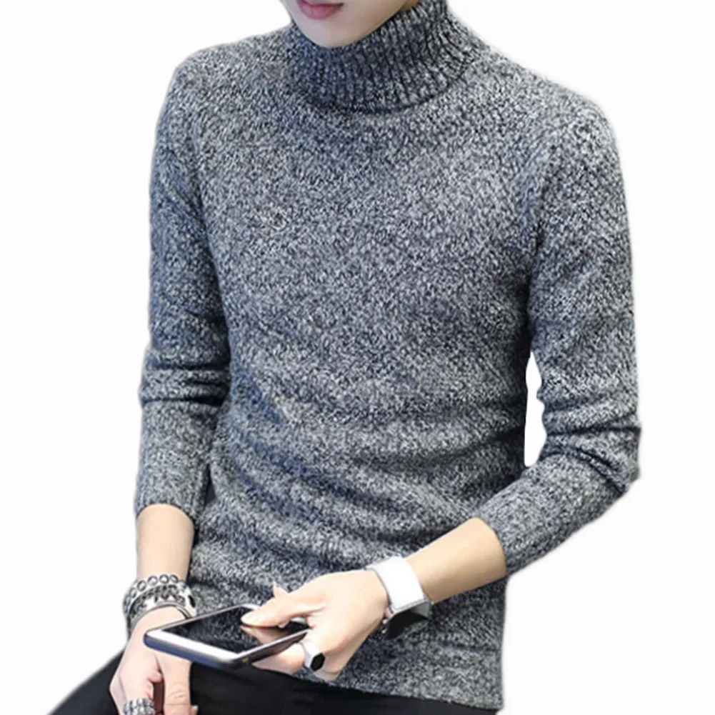 Trendy Men's Sweater 2018 Autumn Winter New High neck Long Sleeve Sweater Korean Men's Polo Roll 