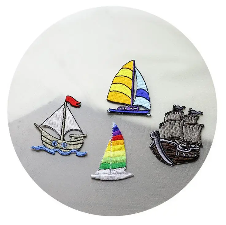 Sailing boat applique patches for clothing fabric patch sewing iron on