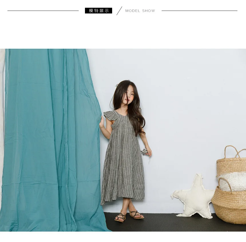 2019 New Casual Girls Dresses Cute Teen Stripes Dress Cotton Korean Children Clothing Summer Kids Clothes For Girls 4 to 15 Year (2)