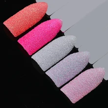 5 Boxes Holographic Nail Sugar Sandy Glitter Powder Set Summer Color Pigment Dust Manicure Nail Art