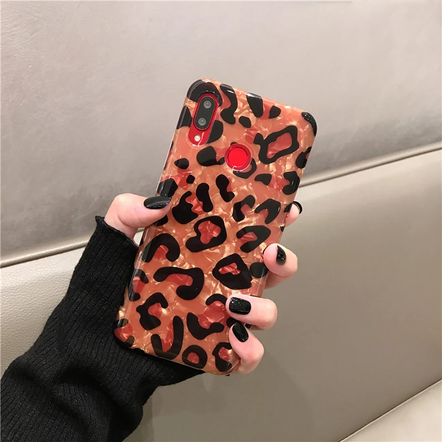 

foil leopard tpu phone case for xiaomi mi A1 A2 9 8 se lite note 3 play mix 2s redmi note 7 case glitter soft protective back co