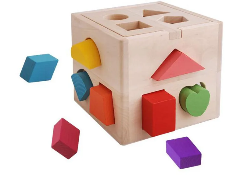 MOTOHOOD 11118 cm Wooden Toys For Girls Boys Baby Intelligence Building Blocks Shape Box Geometric Assembling Blocks  (4)