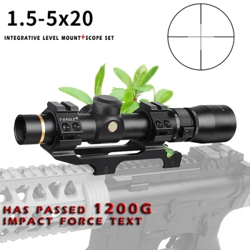 

New hot 1.5-5x20 Hunting Compact Riflescope Tactical Optical Sights with integrative mount Rifle Scope for airsoft airgun