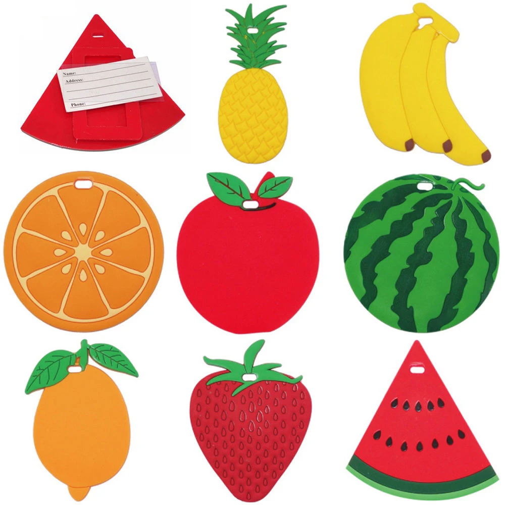 トラベルアクセサリースイカバナナアップルかわいいフルーツ荷物タグスーツケース名idアドレスタグファッションシリコンラベルバッグタグ Luggage Name Luggage bag Aliexpress