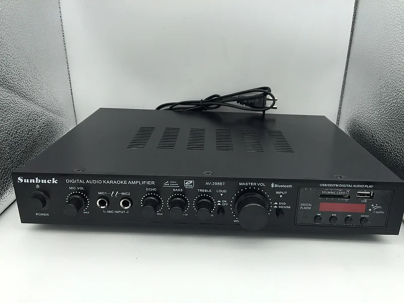 

AV-298BT C5198 power tube 250W+250W home audio KARAOKE digital amplifier with USB SD card Play built-in Bluetooth Mic FM input