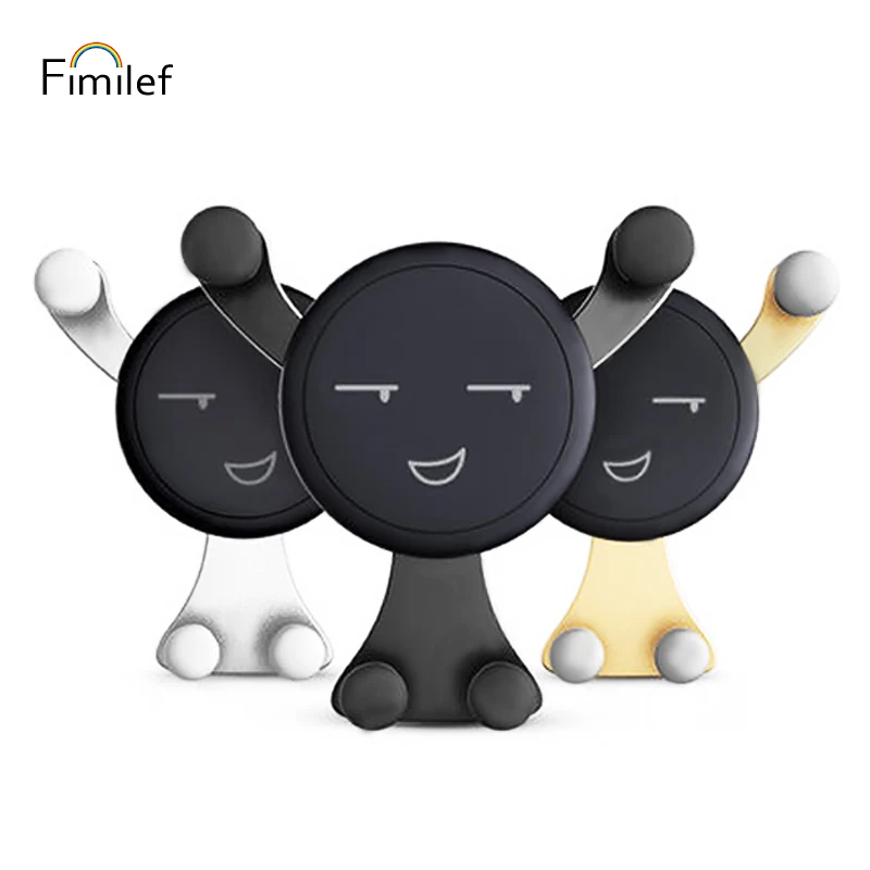 

Fimilef Unique Gravity Car Cell Phone Holder Smartphone Smile Clip Stand Universal Car Air Vent Mount GPS Bracket for xiaomi