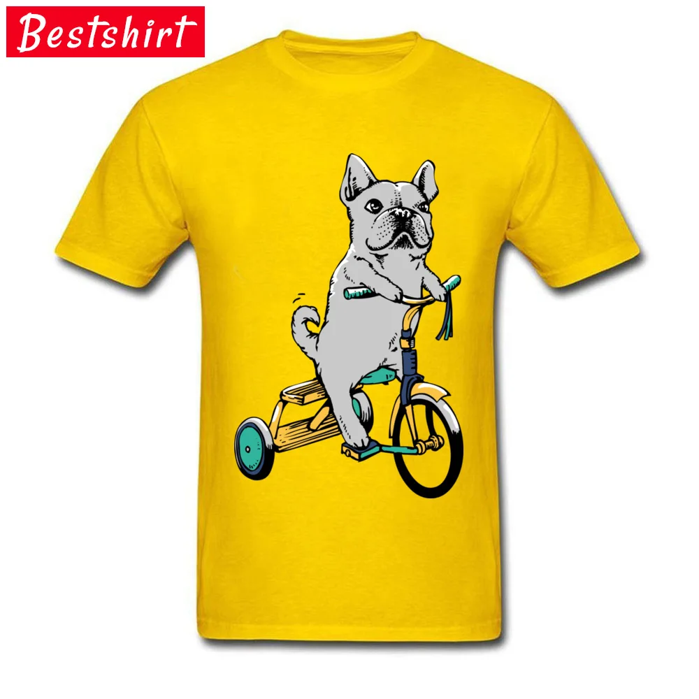 Frenchie Ride 100% Cotton Fabric Men Short Sleeve Tees Custom Lovers Day T-shirts Crazy T Shirt Rife Round Neck Frenchie Ride yellow