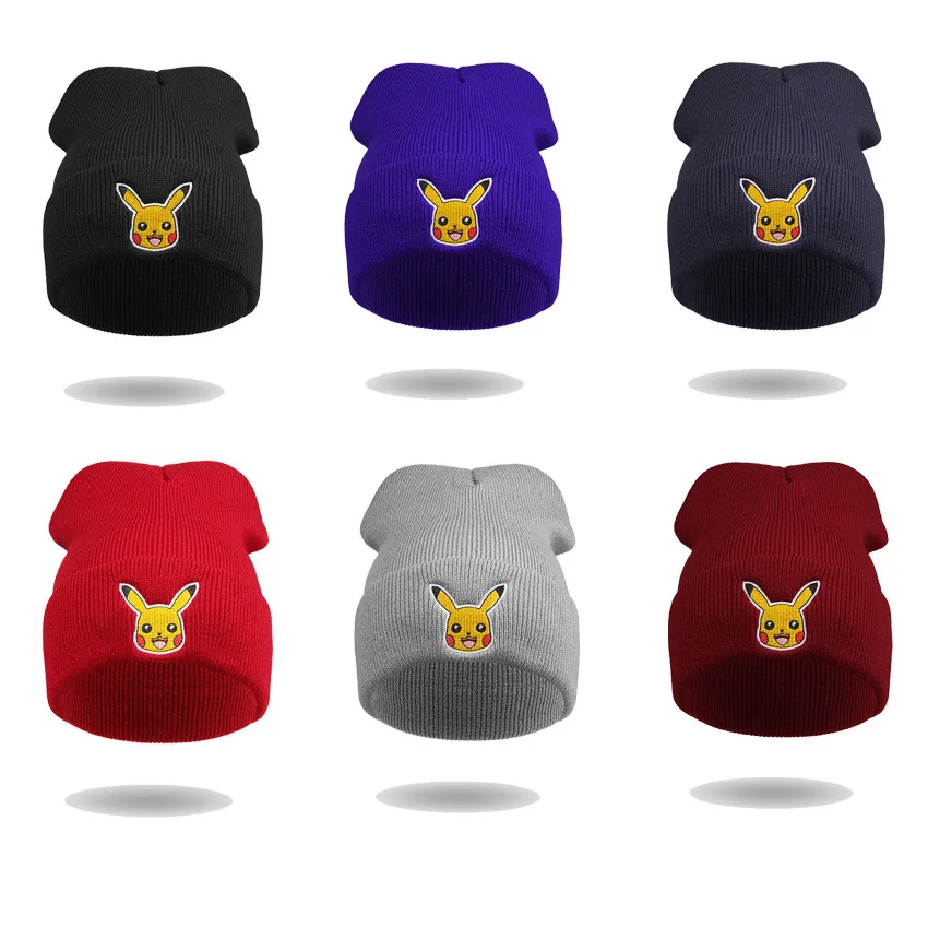 

HOT Women's Winter Unisex Cartoon Embroidery Hip Hop Adjustable Knitted Beanies Caps Hip Hop Knit Hat Skullies Bonnets for lady